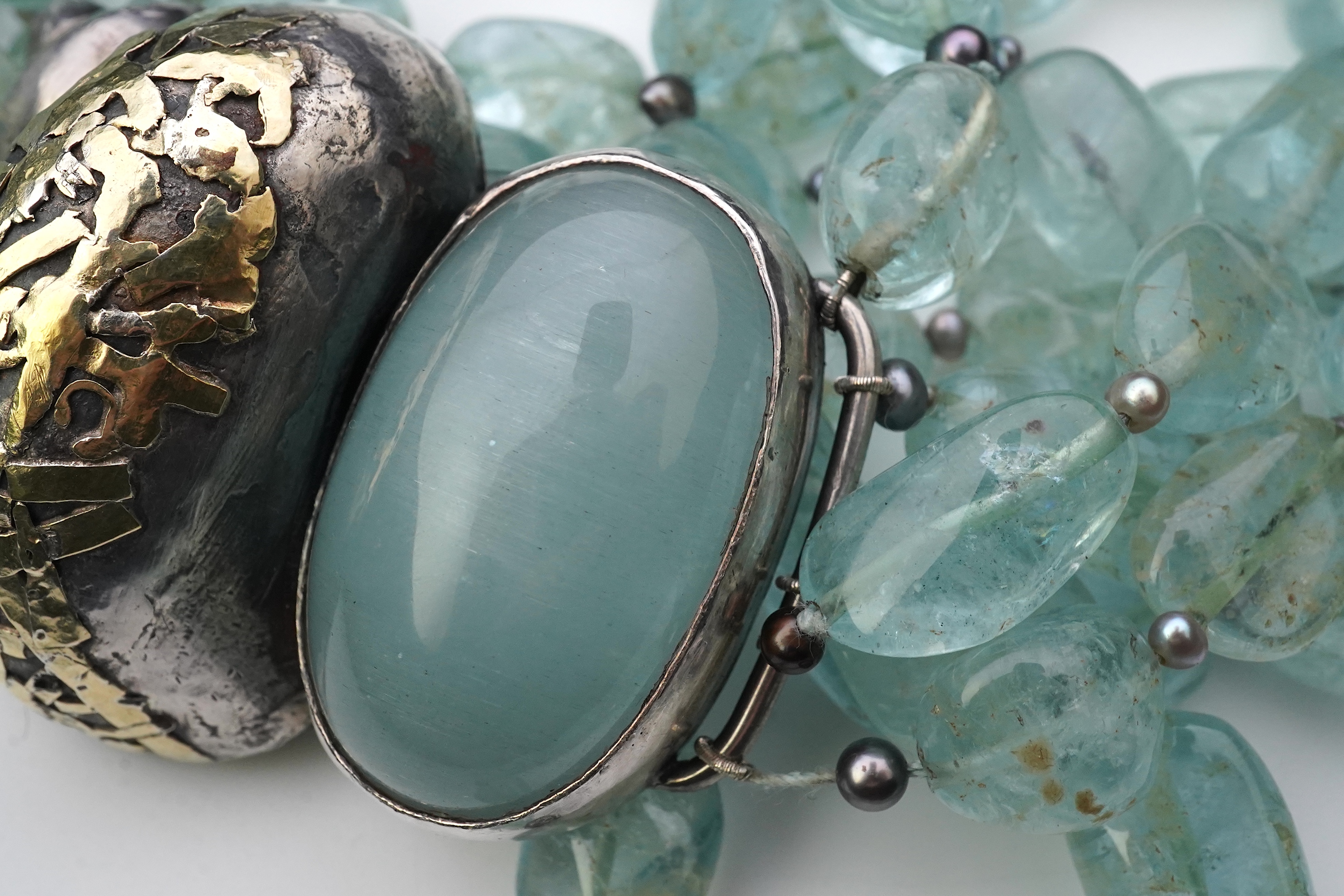 Eileen Coyne, an aquamarine and cultured pearl necklace, circa 2011